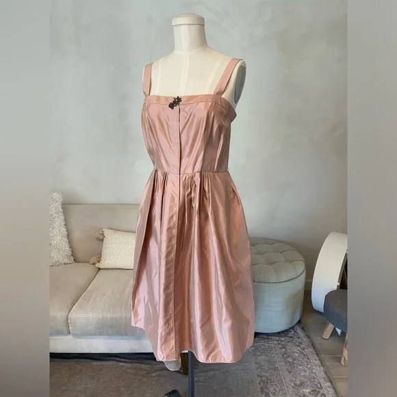 VERA WANG PINK FORMAL DRESS STRAIGHT SQUARE NECKLINE A-LINE DRESS - Picture 4 of 13